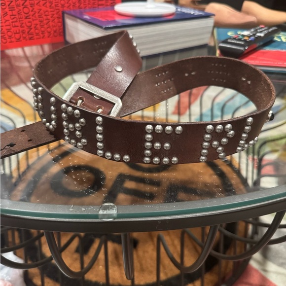 Double RL (RRL) Brown Leather Studded Belt - Picture 6 of 9